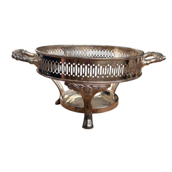 Vintage Oneida Silver-Plated Warming Chafing Pedestal Stand Only No Lid No Dish - Picture 9 of 10
